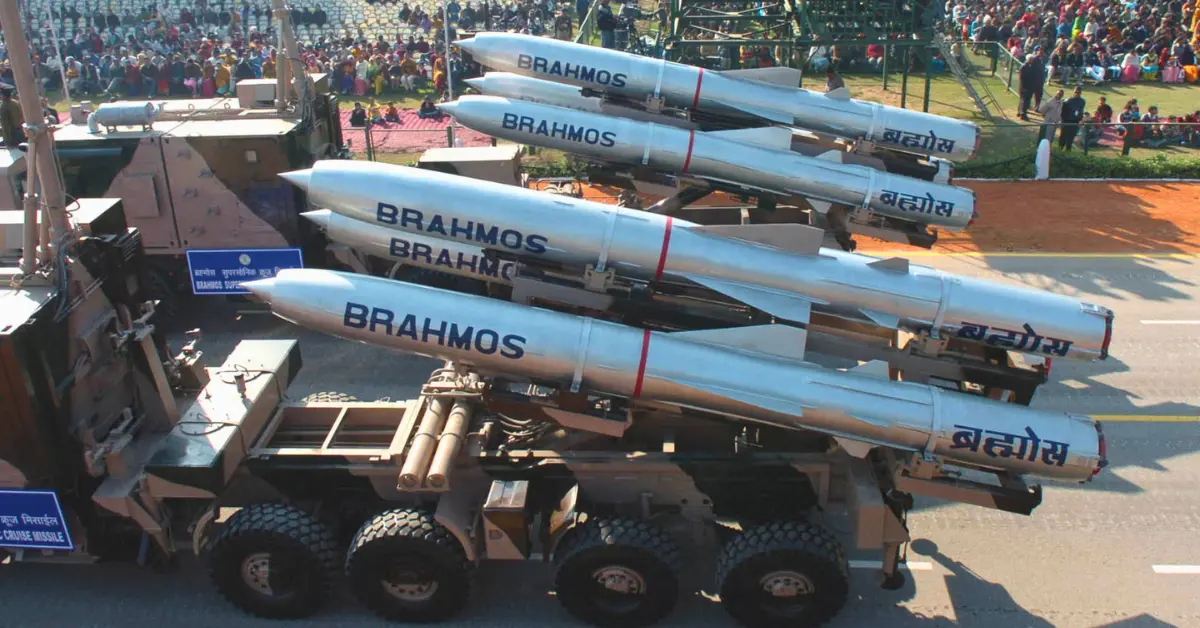 BrahMos supersonic cruise missile launcher system displayed during a public event