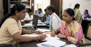 Microfinance borrower interacting with a financial service representative under India’s microfinance lending ecosystem