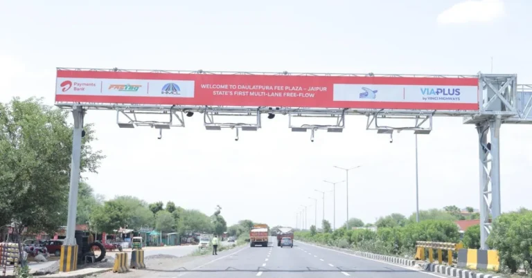 MLFF tolling gantry installed at Daulatpura Toll Plaza in Rajasthan