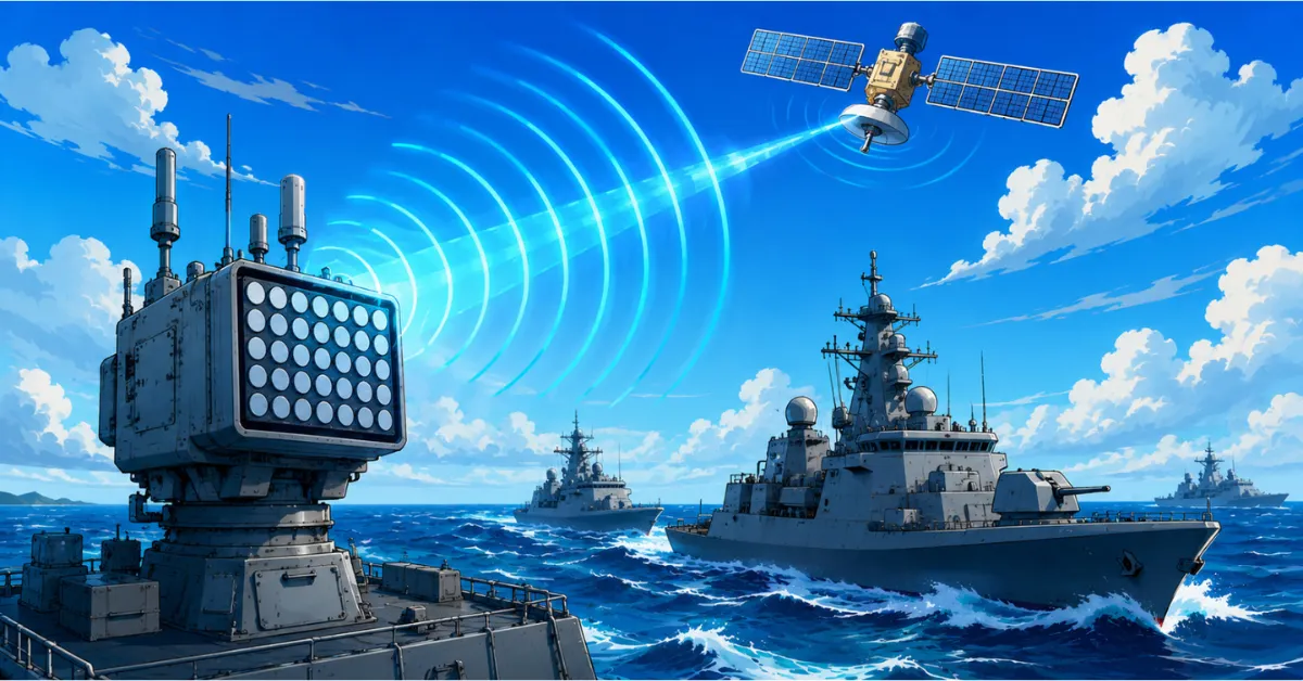 Concept visual of Indian Navy GNSS jammer capability and satellite signal protection system