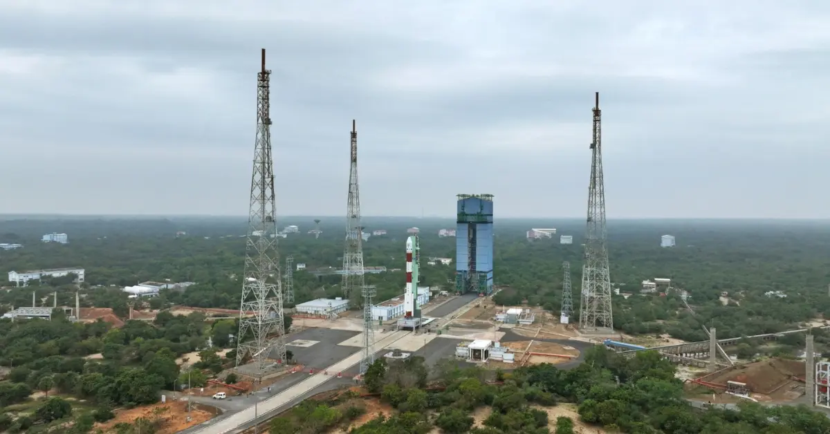 ISRO’s PSLV rocket at the launch complex