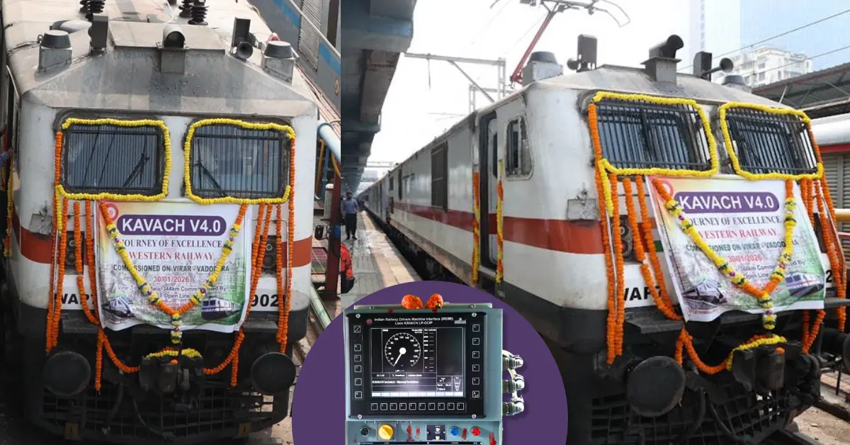 Kavach Version 4.0 equipped locomotive in Western Railway during commissioning