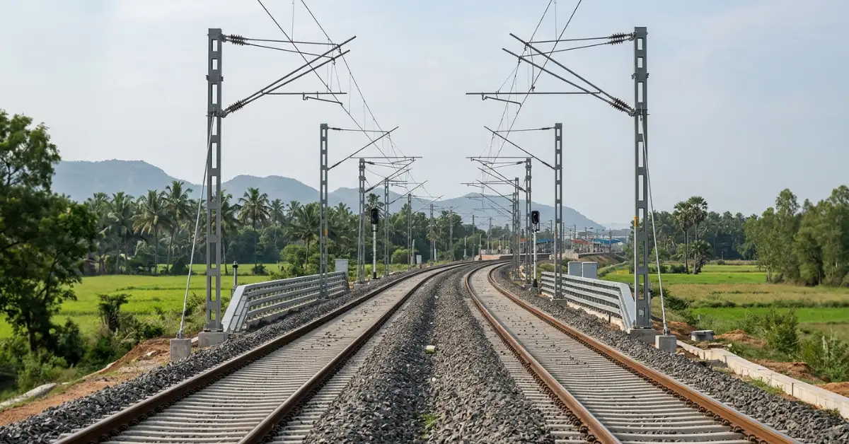 Kerala, Karnataka And Telangana rail projects infographic