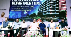 Yogi Adityanath and Jitendra Singh during the launch of the Regional Meteorological Centre in Lucknow