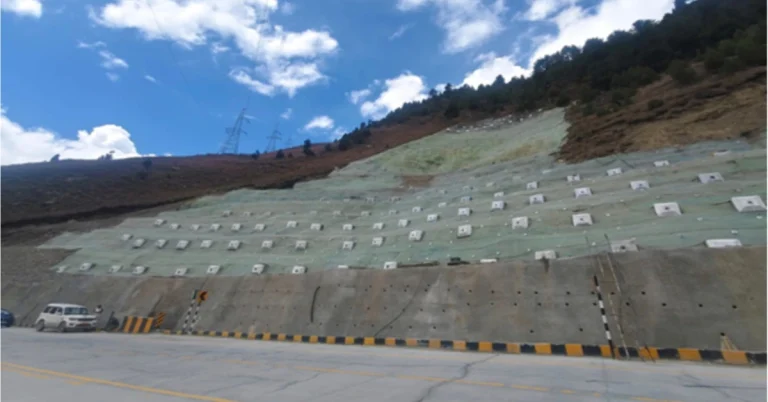 Slope stabilisation measures along a hill highway corridor in Uttarakhand