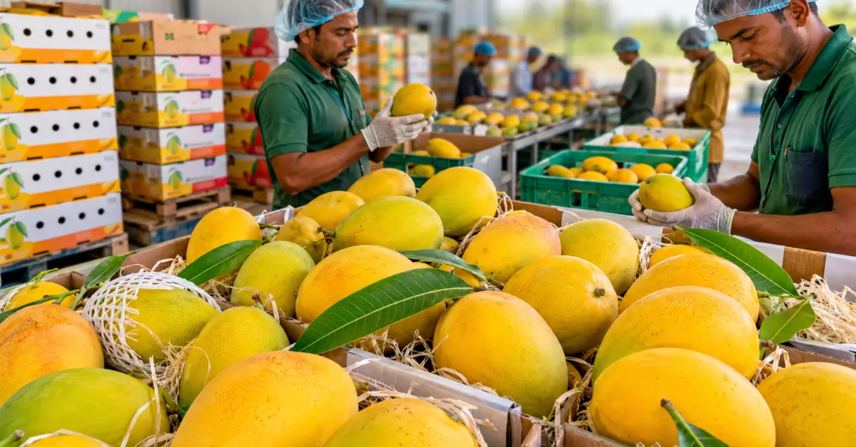 GI-tagged Rewa Sundarja Mangoes displayed ahead of export to the UAE