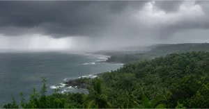 Southwest monsoon clouds over Kerala coastline