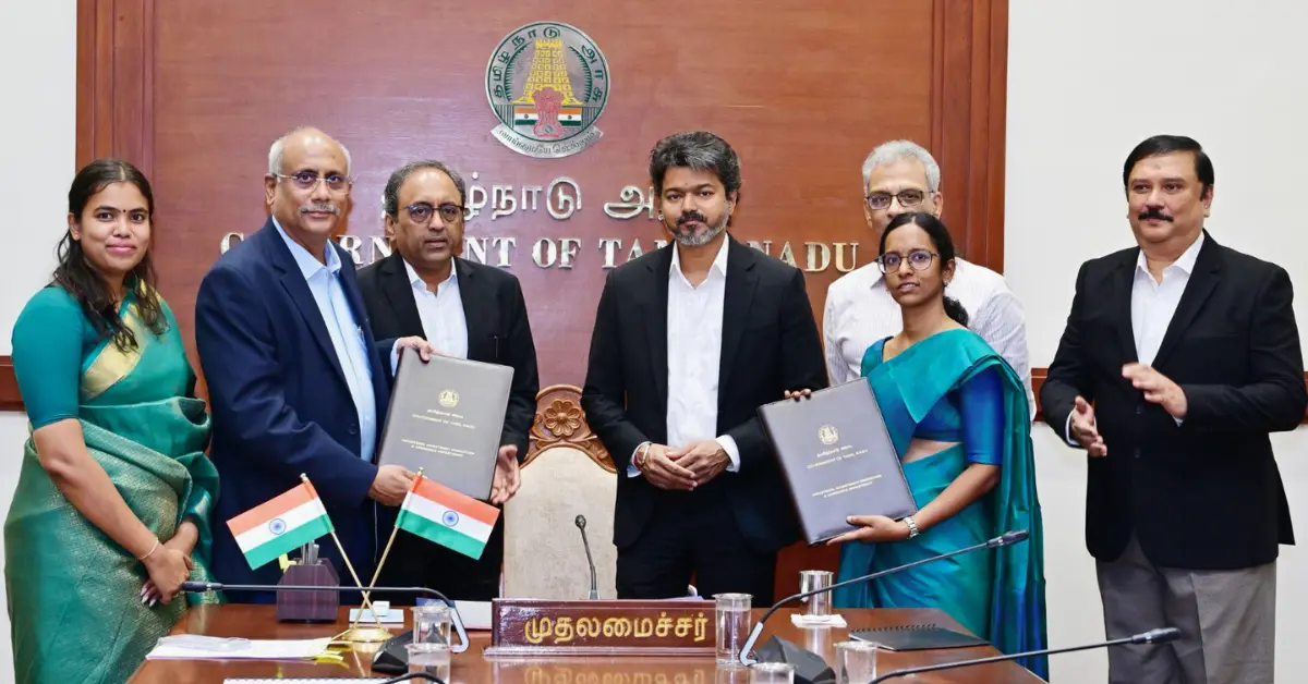 Tamil Nadu government signing MoU with Larsen & Toubro for investment projects in Chennai