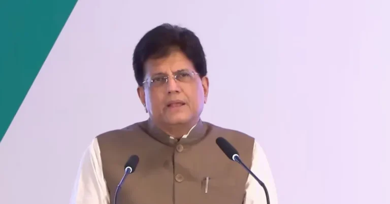 Commerce and Industry Minister Piyush Goyal addresses the Council for Leather Exports National Export Excellence Awards in New Delhi.