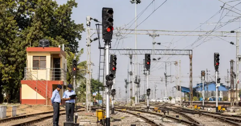 Modern railway signalling infrastructure representing Electronic Interlocking systems on Indian Railways.