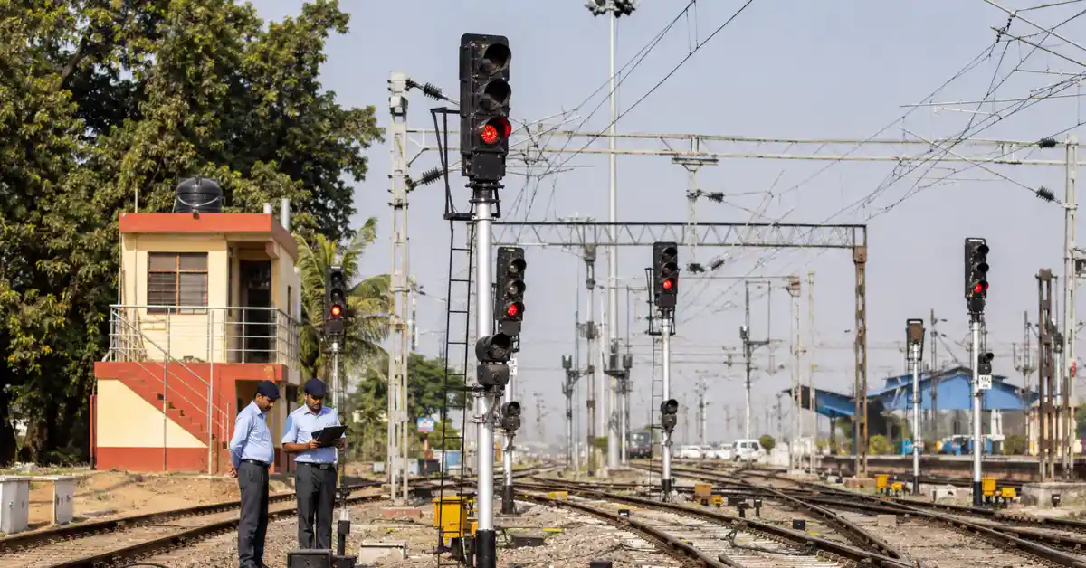 Modern railway signalling infrastructure representing Electronic Interlocking systems on Indian Railways.