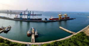 Aerial view of Kamarajar Port in Tamil Nadu