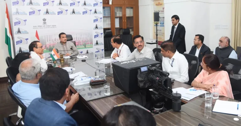 Union Minister Nitin Gadkari reviewing NHLML logistics infrastructure projects in New Delhi
