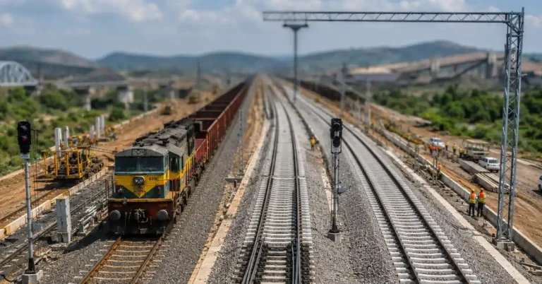 Multi-track railway corridor representing the approved Odisha-Jharkhand rail upgrade project
