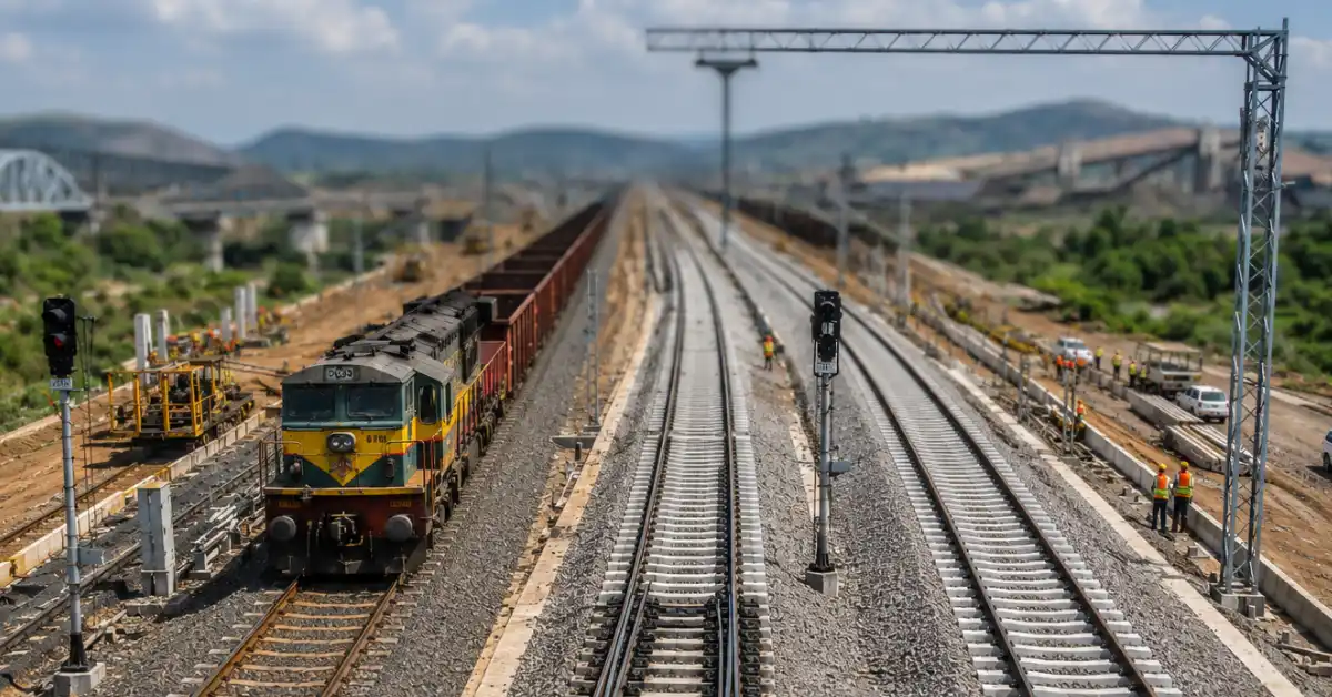 Multi-track railway corridor representing the approved Odisha-Jharkhand rail upgrade project