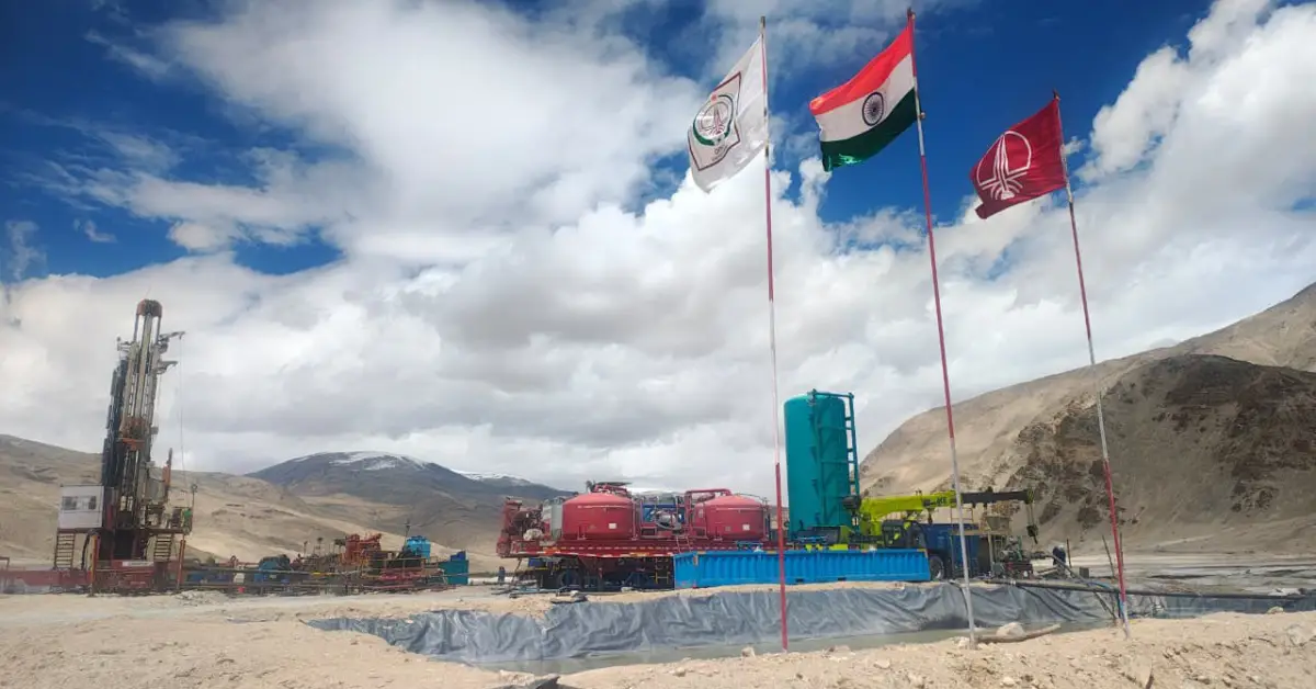 ONGC geothermal drilling operations at the Puga Valley project in Ladakh.