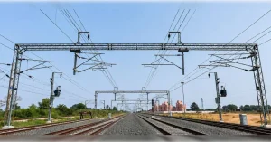 Railway electrification infrastructure on the Parbhani-Mudkhed section, where Indian Railways will upgrade the traction system to 2x25 kV.