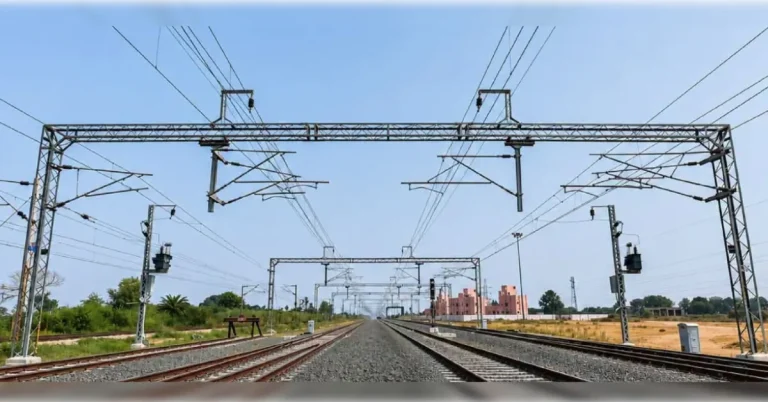 Railway electrification infrastructure on the Parbhani-Mudkhed section, where Indian Railways will upgrade the traction system to 2x25 kV.