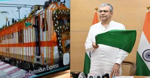 Ashwini Vaishnaw flagging off the Ramnagar-Dehradun Express through video conferencing