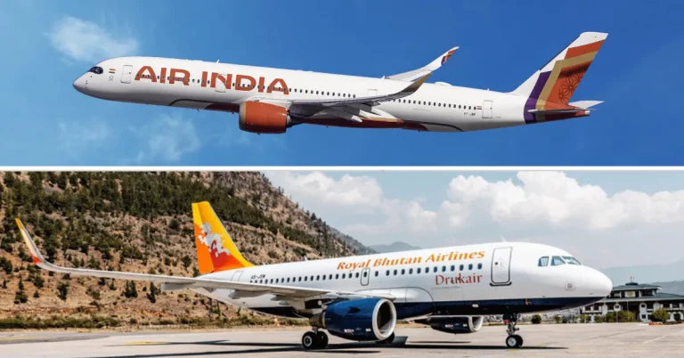Air India and Drukair aircraft for India Bhutan connectivity