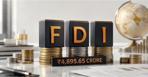 Foreign investment represented by gold coins and an India investment structure