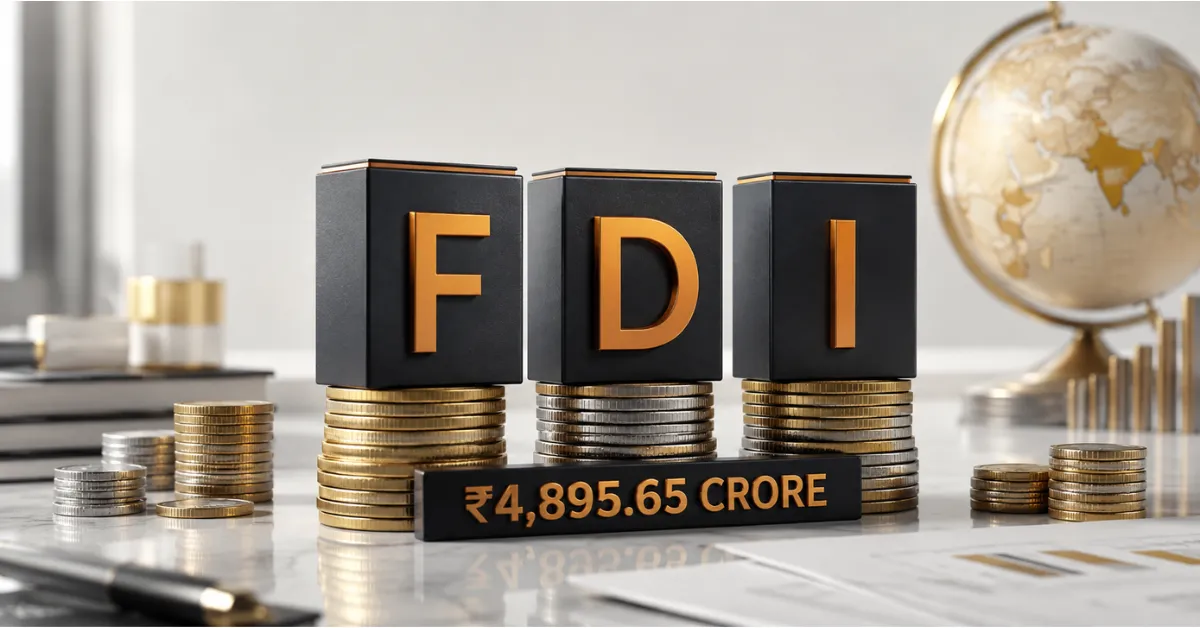 Foreign investment represented by gold coins and an India investment structure