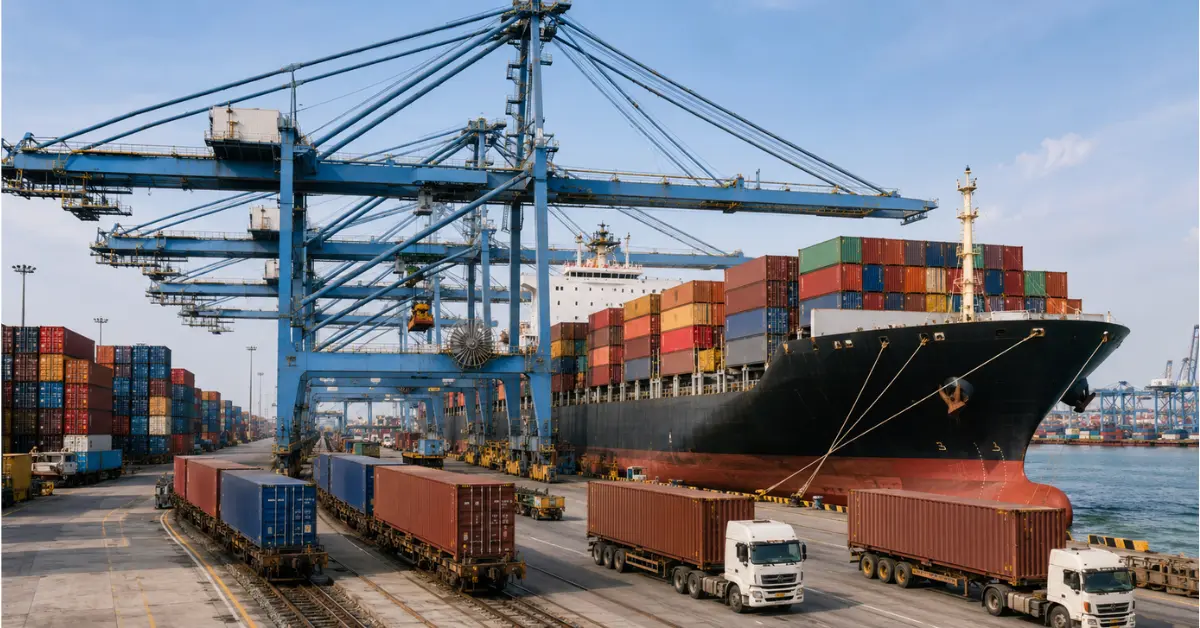 Indian container port representing export trade activity