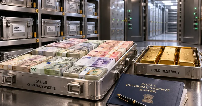 Foreign currency assets and gold representing India's forex reserves