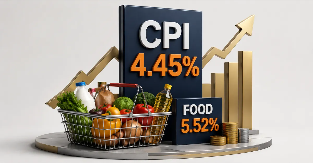 India retail inflation at 4.45% and food inflation at 5.52% in July 2026