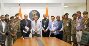 MoD contract signing ceremony with defence officials and company representatives in New Delhi