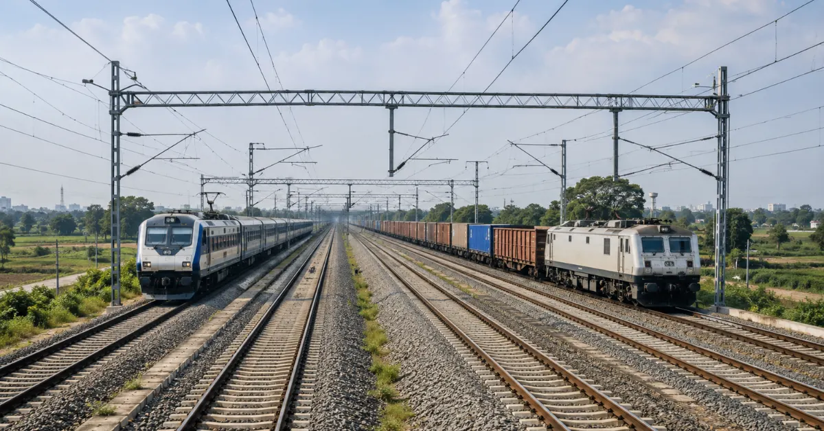 railway multitracking projects featured image showing four railway tracks and ₹9,450 crore investment