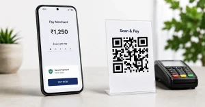 UPI digital payment using smartphone QR code and merchant terminal