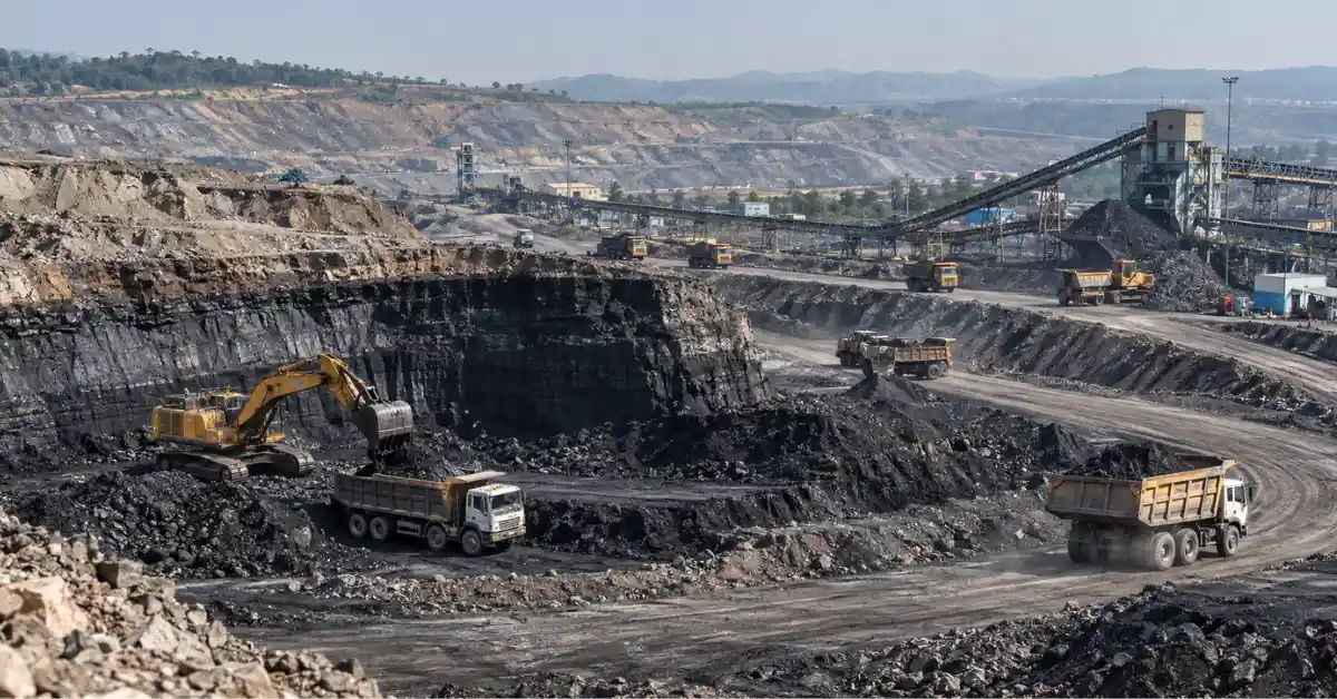 Commercial coal mining operation representing India's coal auction programme