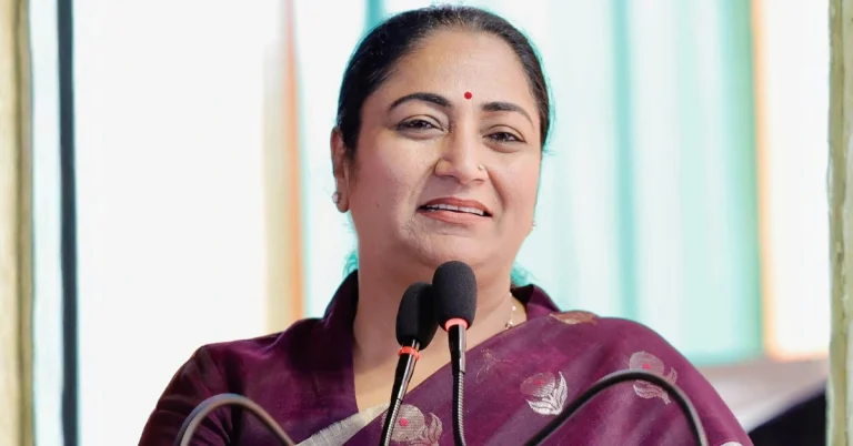 Delhi Chief Minister Rekha Gupta speaking at a public event
