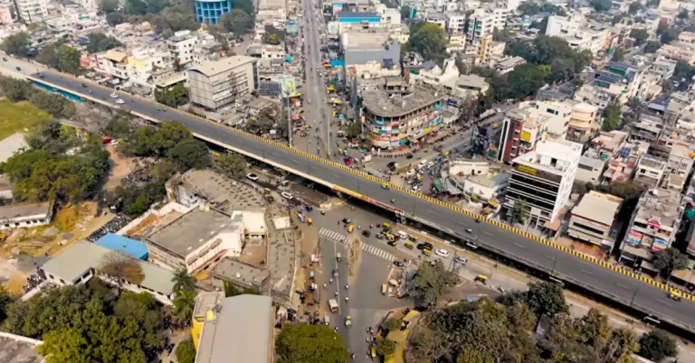 Aerial view of the Indora-Dighori flyover and surrounding road network in Nagpur