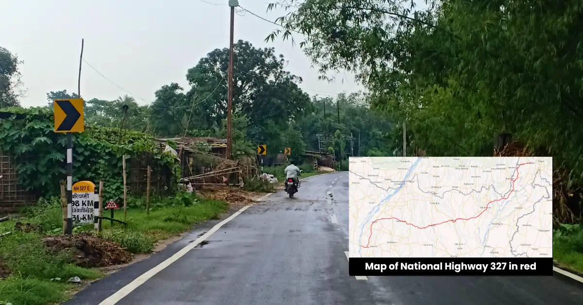 National Highway 327 section in West Bengal near the Siliguri Corridor