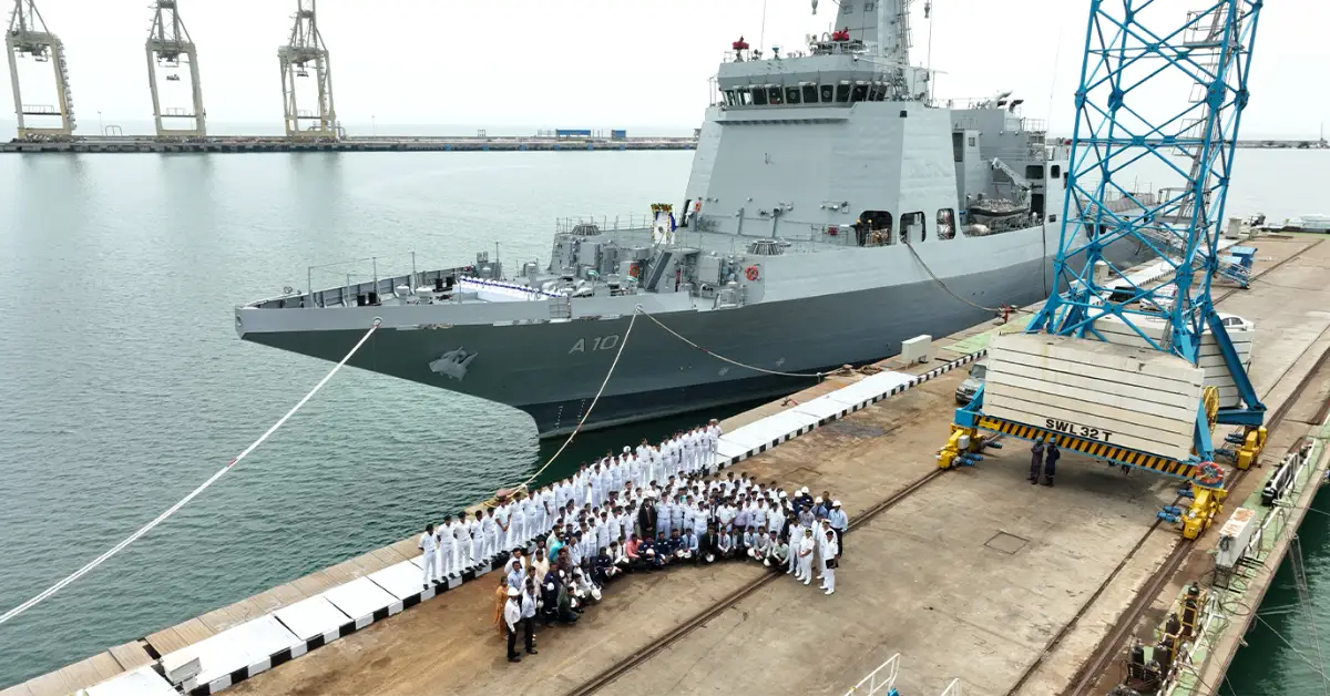 Samarthak with Indian Navy and L&T personnel at Kattupalli Shipyard