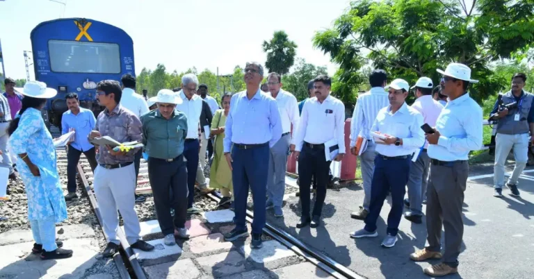 Southern Railway officials inspecting railway infrastructure after completion of broad gauge electrification