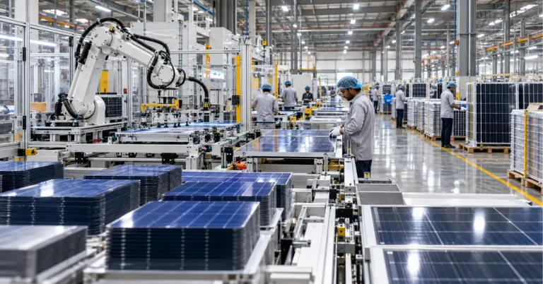Solar cell and module manufacturing facility representing Websol's planned 4 GW expansion in West Bengal