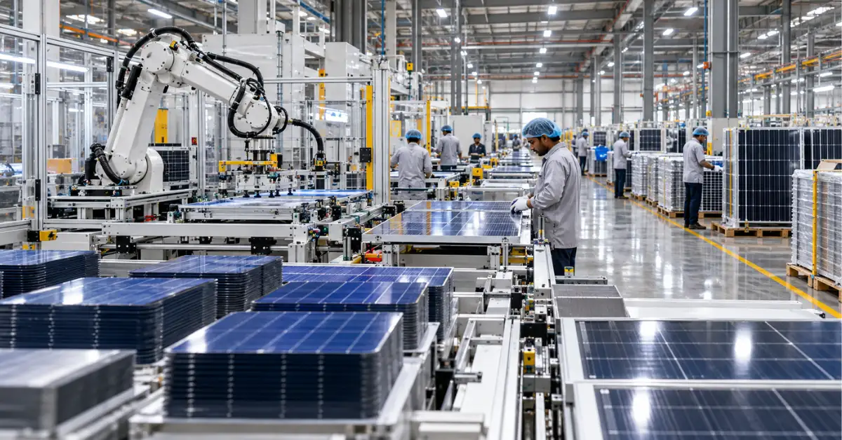 Solar cell and module manufacturing facility representing Websol's planned 4 GW expansion in West Bengal