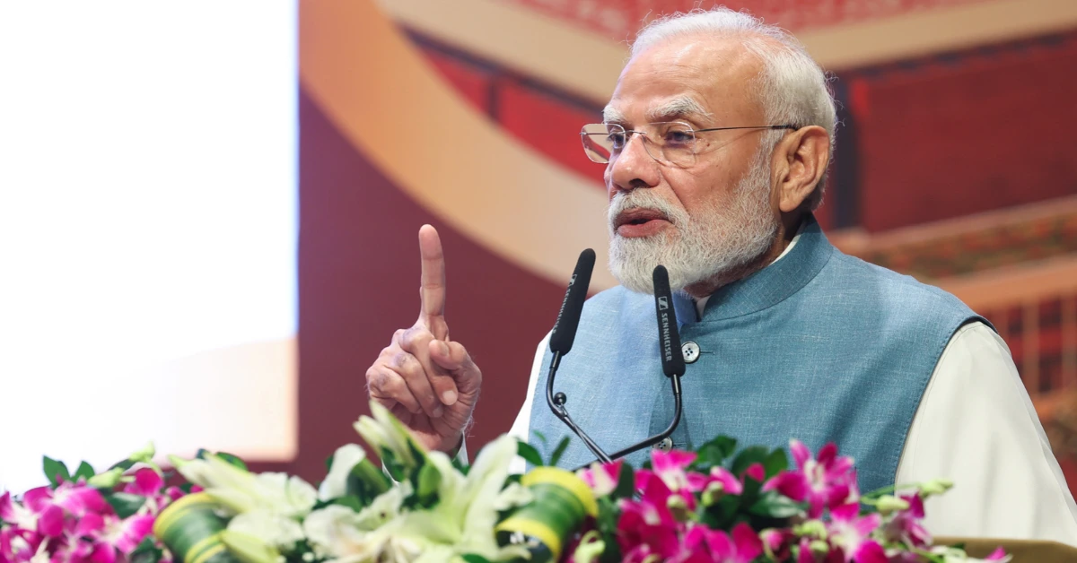 Prime Minister Narendra Modi addressing the inauguration of RBI's Data Centre and Cybersecurity Training Institute in Bhubaneswar, Odisha.